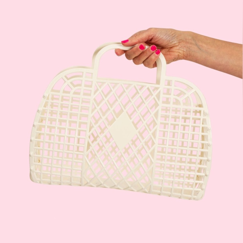 retro tote large handbag - sun jellies large cream nwt